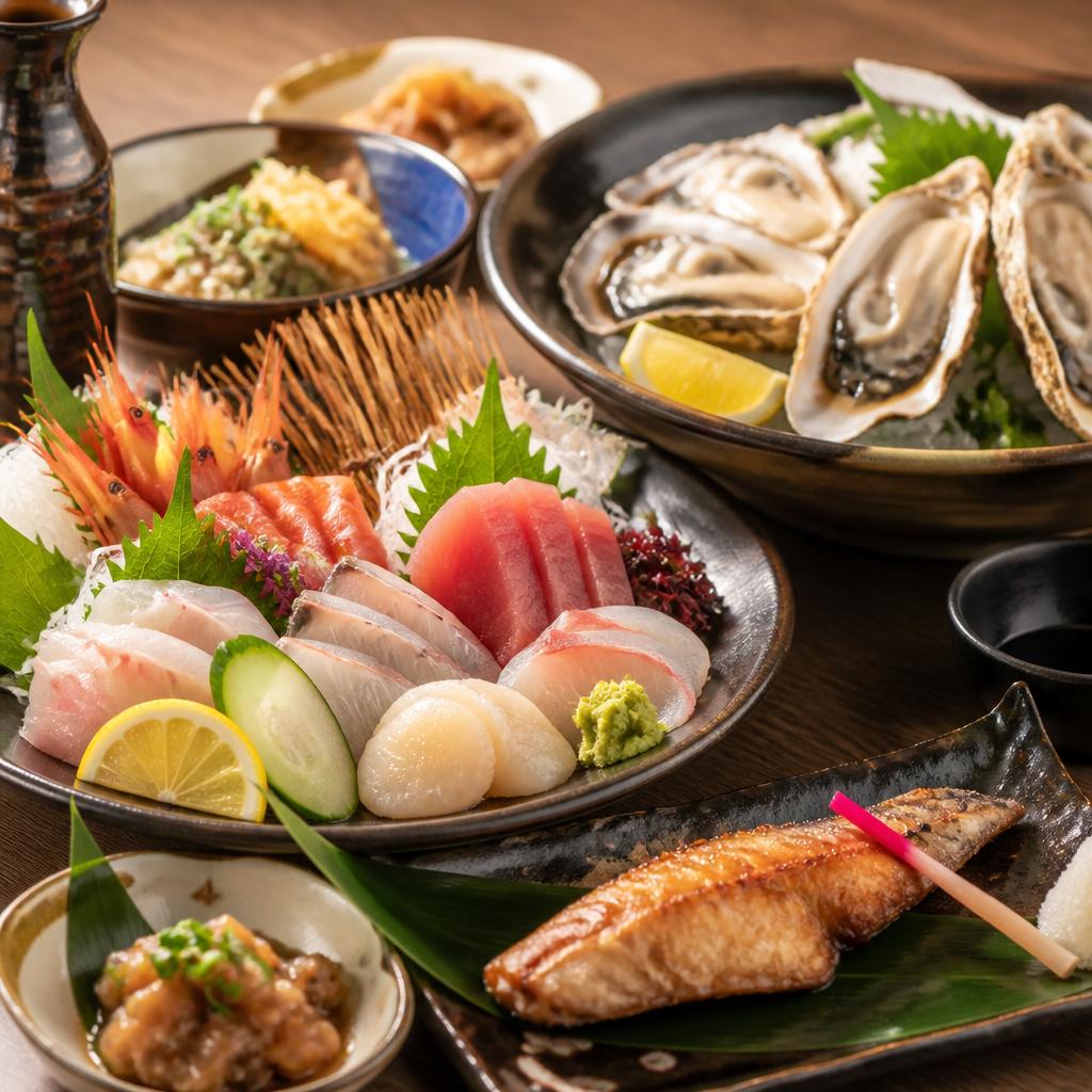 あびこで味わう新鮮な海鮮料理。仕事帰りの気軽な一杯をお楽しみください。